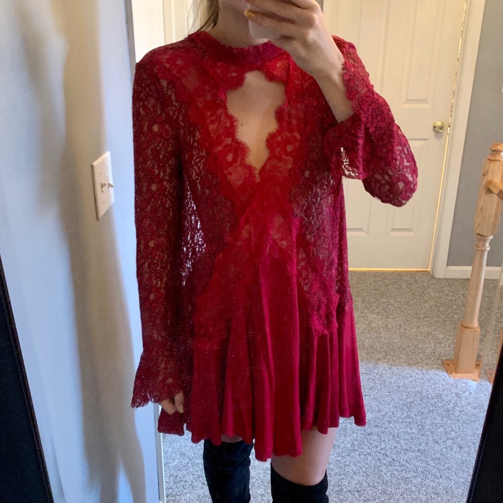 NWT Free People Secret Origins Lace Tunic Dress